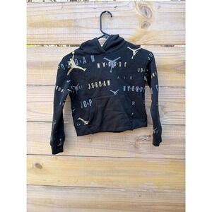 Jordan Boys Black Gold Blue All Over Print Jumpman Hoodie Size S 8-10Y